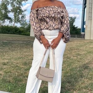 Off Shoulder Snake Print Top